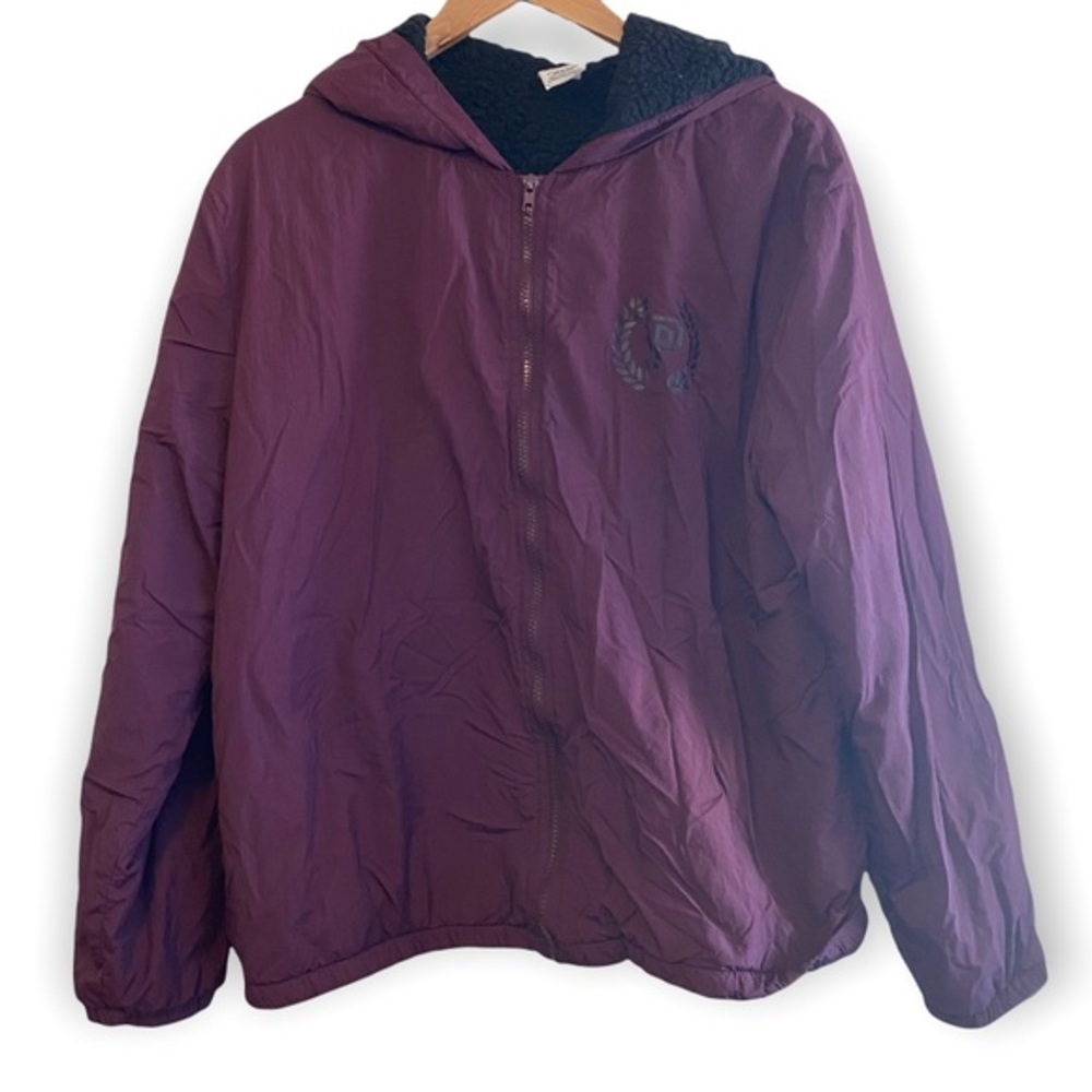 Victoria's Secret Pink Sherpa Lined Anorak Jacket Black Orchid Size Medium